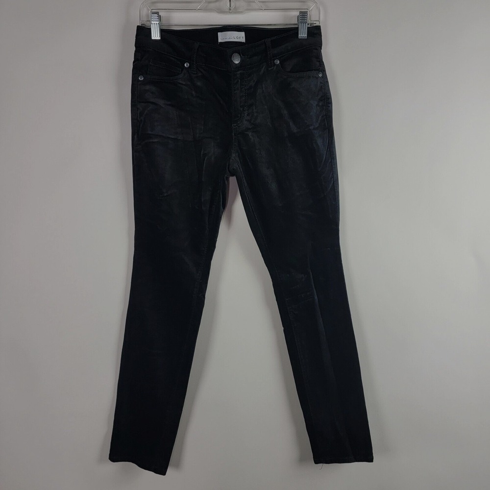 Ann Taylor Loft‎ Womens Size 27 4 Black Skinny Crushed Velvet Pants #70273 Soft